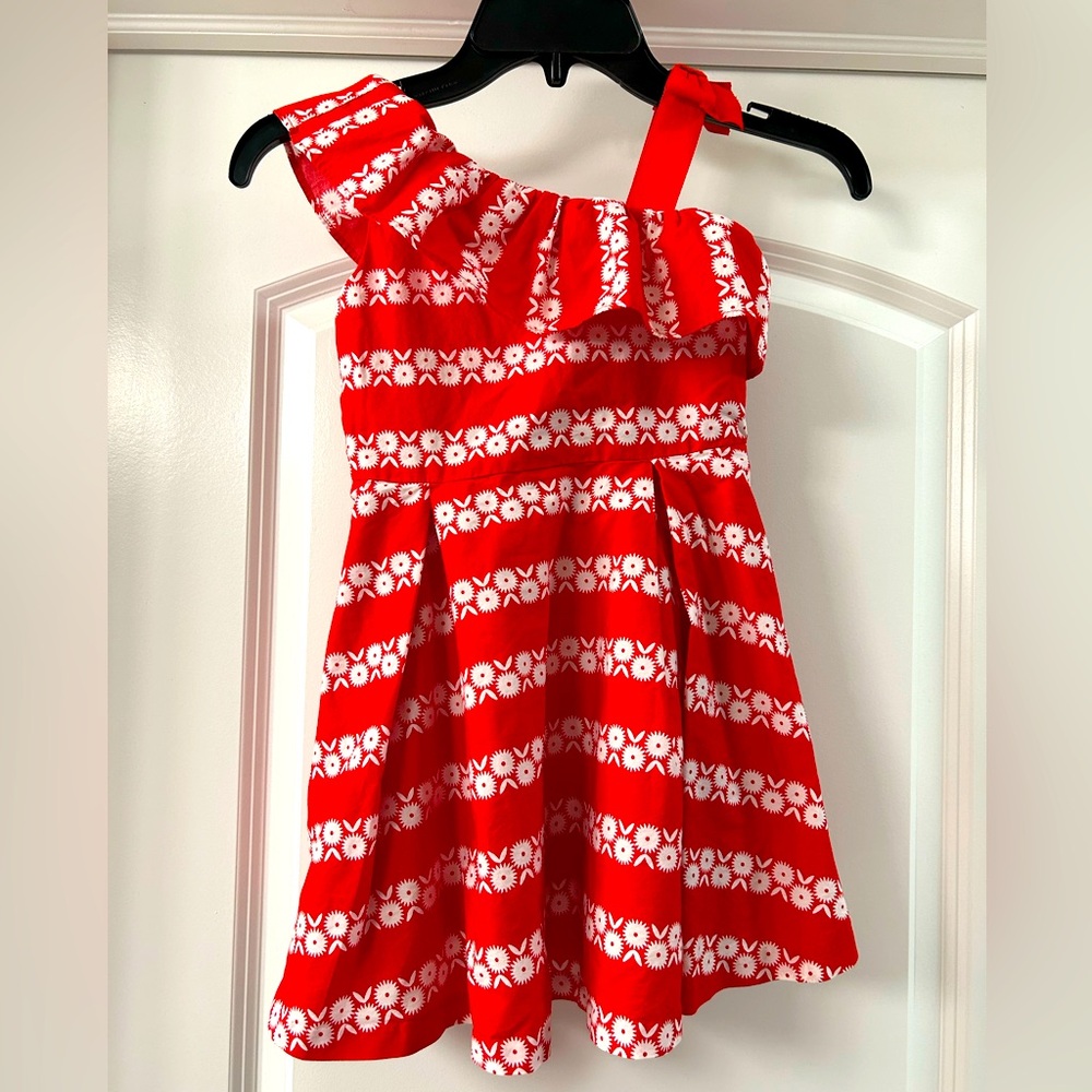Janie and Jack Red and White One Shoulder Dress